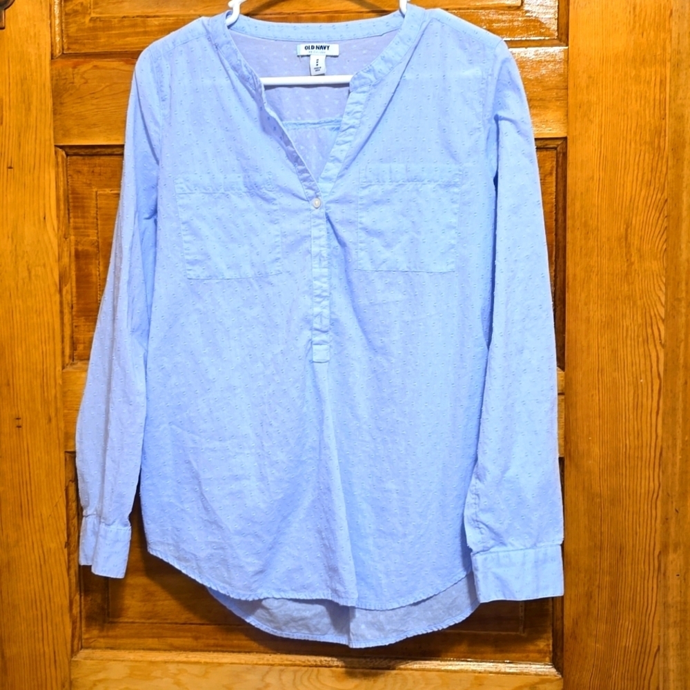 Old Navy Blue Cotton Long Sleeved Button Down Top M